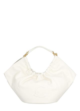 Coccinelle Medium Ivory Leather Shoulder Bag With Gold-Tone Accents