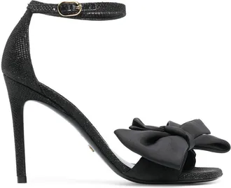 Stuart Weitzman 100mm bowl detail stiletto sandals - women - Fabric/Fabric/Calf Leather/Calf Leather - 39,5 - Black