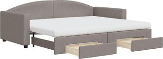 vidaXL Vidaxl - Divano Letto Estraibile Con Cassetti Tortora 90x200 Cm Tessuto