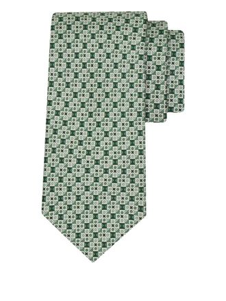 Ferragamo square print silk tie - men - Silk/Acetate/Viscose - One Size - Green