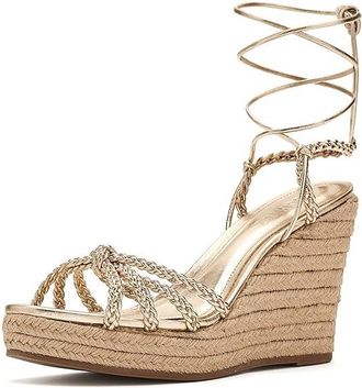 Schutz Adele Wedge Womens Sandals Platinum : 10.5 M, Leather