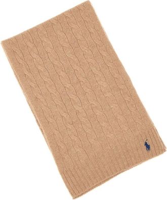 Polo Ralph Lauren Kabelgebreide Sjaal - Dames - Wintersjaals - Bruin - ONE Size - Wol - Accessoires