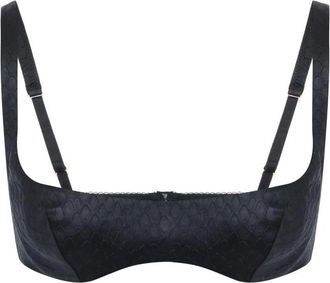 Elisabetta Franchi Taffeta BH met vissenschubbenpatroon - Dames - BHs - Zwart - XS - Ondergoed
