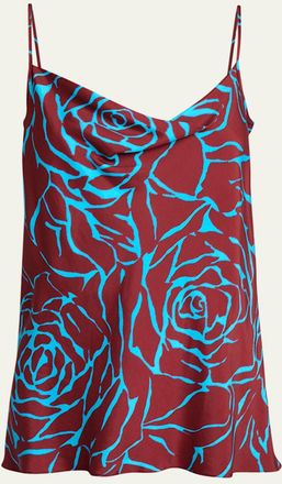 Dries Van Noten Chai Floral-Print Cowl-Neck Top