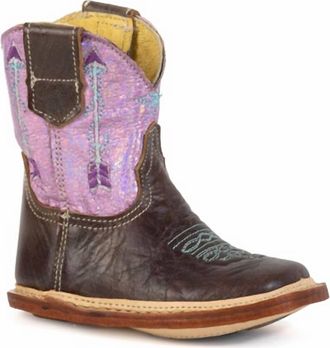 Roper Infant Cowbabies Marbled Leather Boots In Brown Pink