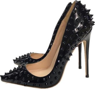 Minitoo Women Sexy Heels Pumps Studded Rivet Party Wedding Shoes Black UK 5.5