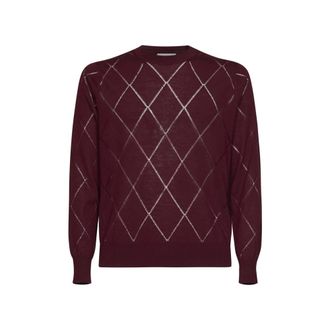 Dries Van Noten Truien - Heren - Ronde hals truien - Rood - XL - Wol - Truien & Vesten