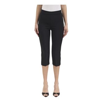 Elisabetta Franchi Cropped Trousers, female, Black, Size: S Pantaloni Capri con Inserti in Raso