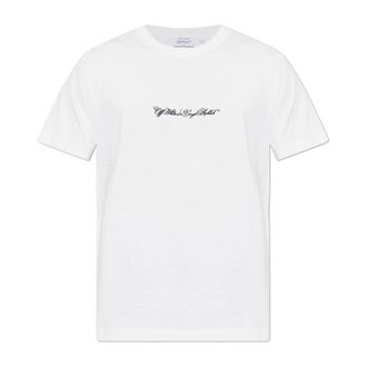 Off-white T-Shirts, male, White, Size: 3XL T-shirt with Embroidered Logo