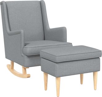 vidaXL Sill&oacute;n Con Pouf 2 Uds. Gris Claro Tela Vidaxl