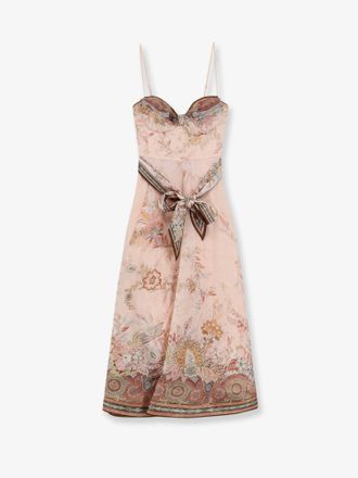 Zimmermann Vestito midi Alchemy in misto seta e lino con stampa floreale all-over - ZIMMERMANN - gender_Woman