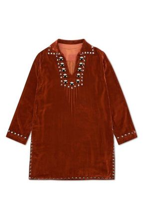 Fortela Velvet Shirt with Studs in Silver at Nordstrom, Size 40 Eu