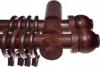 OEM Barra Doble Para Cortinas De Madera, Estilo Moderno, De Caoba, 120 Cm, Con Bola