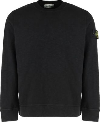 Stone Island Sweatshirt met kenmerkend patch - Heren - Sweatshirts - Zwart - 2XL - Katoen - Hoodies & sweatvesten