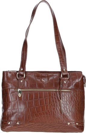 Ashwood Leather Womens Velutto Eleganza Zip Mid Section Real Shoulder Bag - Brown - One Size
