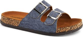 Andrea Womens Double Buckle Strap Sandals In Denim