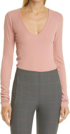 Rag & Bone Zoe Deep V-Neck Top in Mauvdout at Nordstrom Rack, Size X-Small