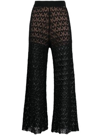 Liu Jo open-knit flared cropped trousers - Black