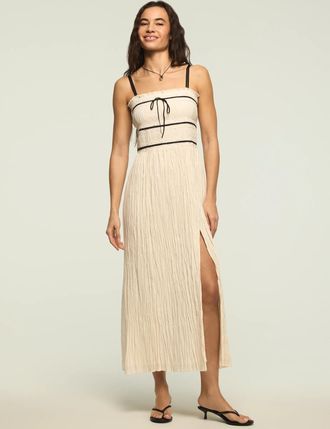 Lucky Brand Womens Contrast Piped Midi Dress