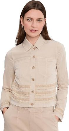 Liverpool L.A. Trucker Jacket With Fray And Lace Womens Jacket Safari Sand : SM, Cotton/Elastane/Viscose
