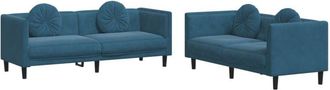 vidaXL Juego De Sof&aacute;s Con Cojines 2 Piezas Terciopelo Azul Vidaxl