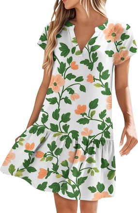 Generic Evening Dresses for Women UK Plus Size Boho Chic Dress Occasion Maxi New 2020 Green Floral Midi Dress Sexy Latex Dresses Swim Skirt Tassel Skirt Long 