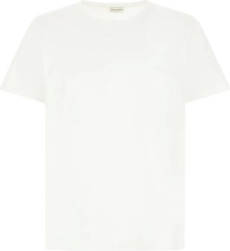 Saint Laurent Tops, Heren, Wit, M, Katoen, Cassandre Oversized T-Shirt