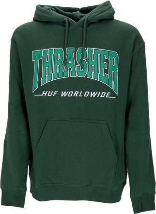 HUF Groene hoodie met Thrasher-logo - Heren - Hoodies - Groen - XL - Katoen - Hoodies & sweatvesten