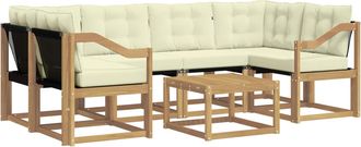 vidaXL Conjunto De Sof&aacute;s De Exterior 7 Uds. Blanco Y Crema Vidaxl