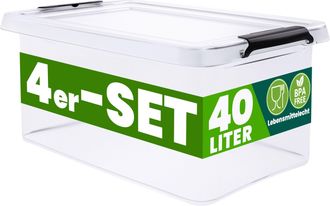 Deuba Caja Almacenaje Apilable Contenedor Transparente Orden Almacenamiento Organizador Libre De Bpa Cesta Juguetes Libros Ropa Mantas Alimentos 4x40l (de)
