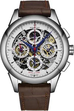 Perrelet Skeleton Chrono Silver-tone Dial Mens Watch A1010/7