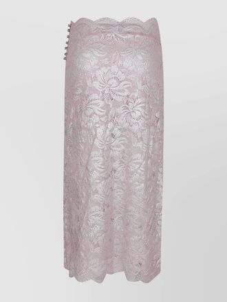 Paco Rabanne lace floral skirt scallop hem