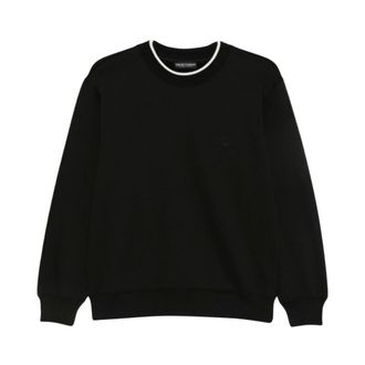 Emporio Armani Sudadera con cuello redondo y logotipo bordado - Sweatshirts & Hoodies - Mujer - Negro - XL
