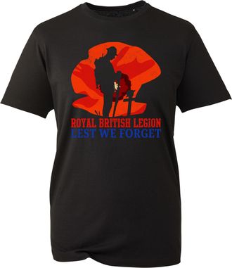 Generic Lest We Forget British Legion Remembrance Day T-Shirt - Poppy Memorial Tee Top Honour Our Heroes Top for Men and Women (Black, 4XL)
