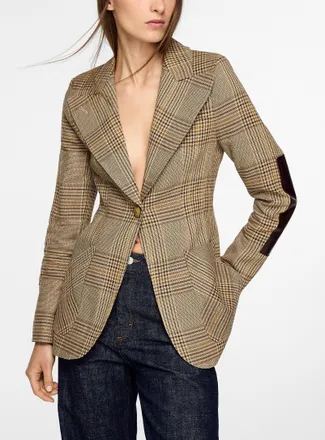 Smythe Womens Birkin checked cotton and linen Blazer Jacket