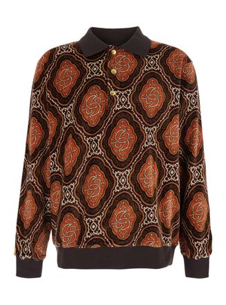 Drôle de Monsieur Le Polo Velours Médaillon Multicolor Polo Shirt With Classic Collar In Cotton Man