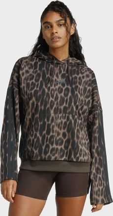 adidas Kapuzensweatshirt ADIDAS SPORTSWEAR W AOP FT HD, Damen, Gr. XL, multicolor, earth strata, shadow braun, Obermaterial: 55% Baumwolle, 36% Polyester, 9%