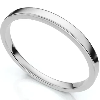 Pompeii3 2mm Flat High Polished Wedding Band 950 Platinum Size Selectable