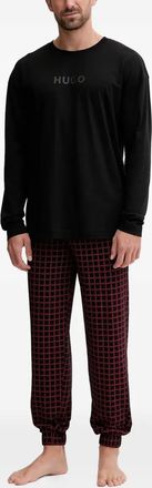 HUGO BOSS Geruite pyjama met lange mouwen - Zwart