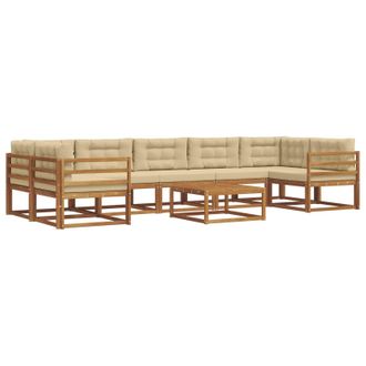 vidaXL Conjunto De Sof&aacute;s De Exterior Con Coj&iacute;n 8 Pcs Natural Y Beige Vidaxl
