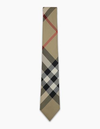 Burberry Mens Burberry Check Silk Tie Archive Beige - Tan - Size: OS