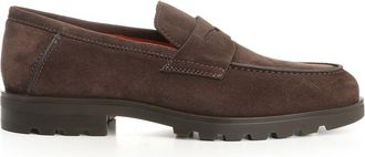 Santoni Suede Moccasin With Rubber Sole