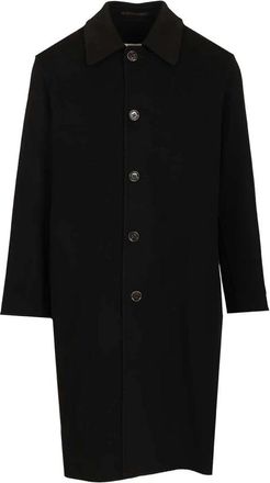 Maison Margiela Wool Coat - Heren - Mantel - Zwart - M - Leer - Jassen