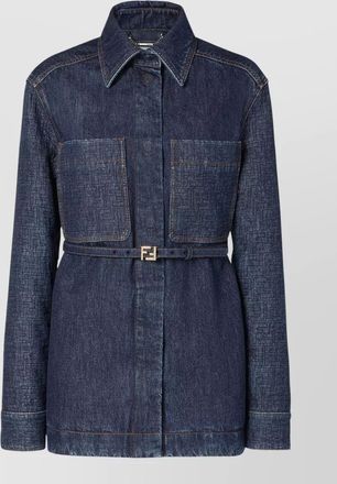 Fendi denim jacket with padded design and belt