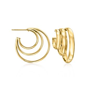 Ross-Simons Italian 14kt Yellow Gold Triple C-Hoop Earrings