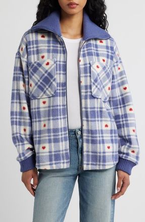 Thread & Supply Plaid Fleece Jacket in Blue Heart Plaid at Nordstrom, Size X-Large