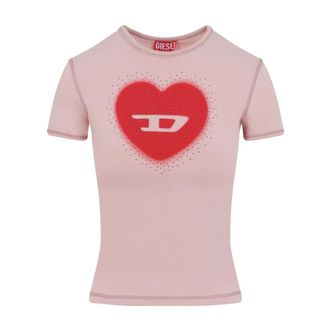 Diesel T-Shirts, female, Pink, Size: XS T-uncuties Long S5 T-shirt