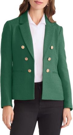 Jones New York Faux Double Breasted Tweed Jacket in Forest Green at Nordstrom, Size X-Small P