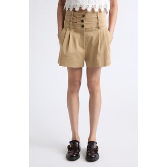 Monse Triple Waistband Wide Leg Shorts in Khaki at Nordstrom, Size 12
