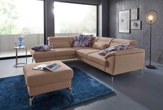 Sit&more Ecksofa »Percy L-Form« 15 cm Fusshöhe, Sitztiefenverstellung, wahlweise in 2 Fussfarben